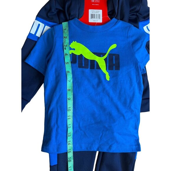 Puma Toddler Boys' 3-Piece Tracksuit Set Size 3T Blue & Navy - Picture 8 of 11
